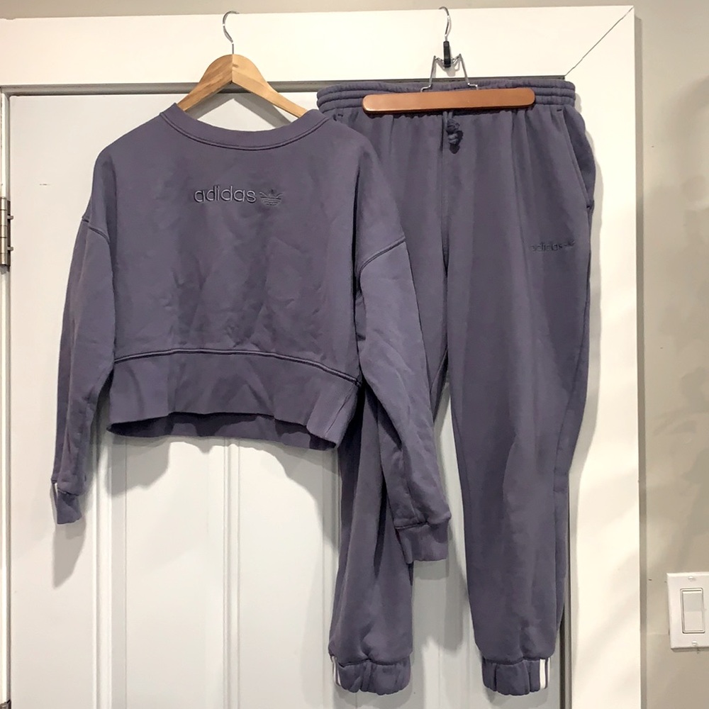 Adidas purple sweatsuit